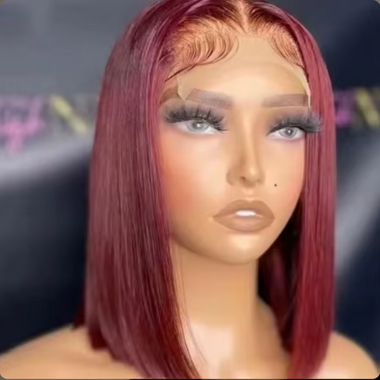 'She Means Business' Red 10" - Straight Bob Cut - Frontal HD Lace 4x4